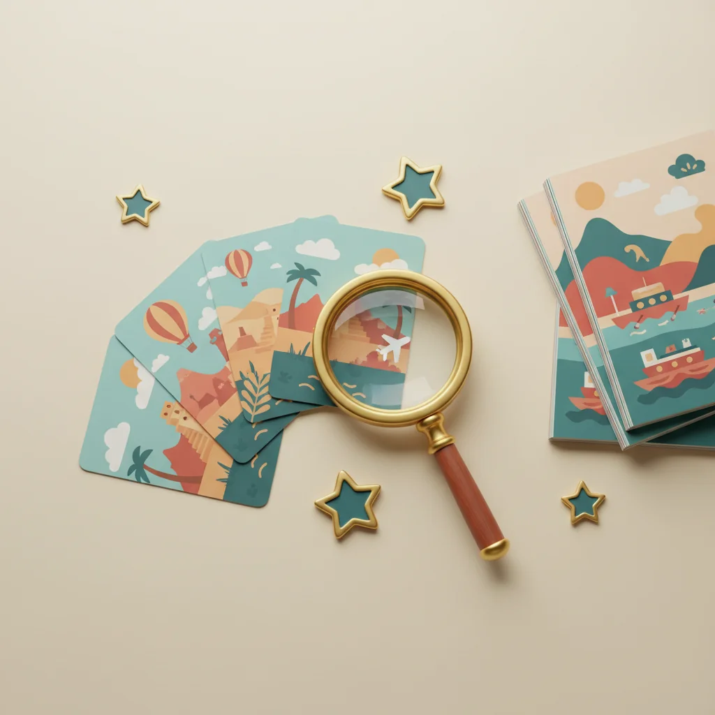 AtlasRank illustration: vintage leather luggage tags on twine representing standout travel SEO service selection — atlas-rank.com